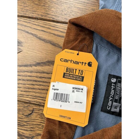 Carhartt Jacket Mens XL Blue Brown Rugged Flex Cotton Chore Coat OC6644-M - Picture 2 of 7